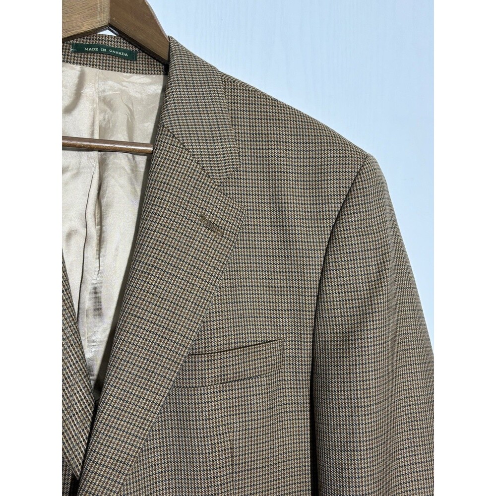 Lauren Ralph Lauren Sport Coat Blazer Mens 42R Brown Houndstooth Wool Academia - Picture 5 of 14